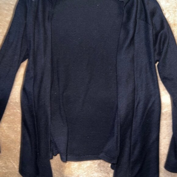 Poof Excellence Large Cardigan Sweater Navy Blue Open Front Boho‎ C03 - Picture 2 of 5